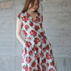 Decollete Beautiful Dots &amp; Floral Cache-coeur 連衣裙 (22s-18) 古 第7張的照片