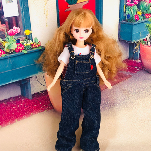 enfantdoll金髪のデニムオーバーオール人形