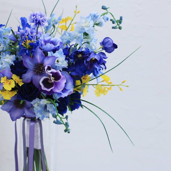 【翌日発送対応】一点物  青のフラワーブーケ〜select bouquet 〜 8枚目の画像