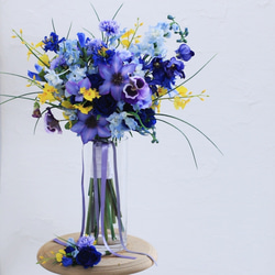 【翌日発送対応】一点物  青のフラワーブーケ〜select bouquet 〜 2枚目の画像
