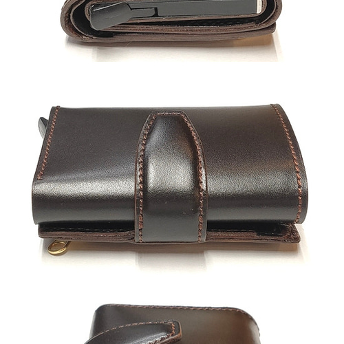 カードスロット付き3つ折り財布 ステッチカラー変更可 サドルレザー
