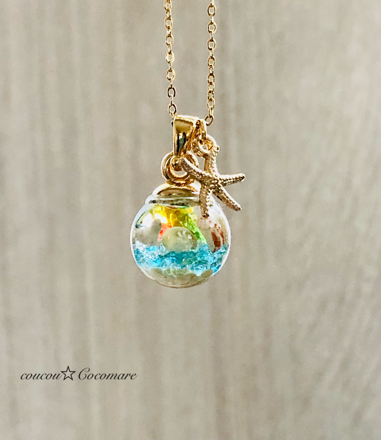 はくとん　　佐竹ガラスの星空ネックレス　レジンネックレス　ハンドメイド