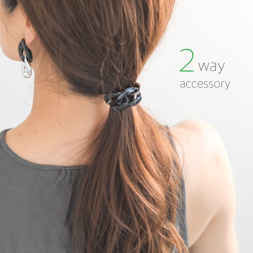 2way 大人の ヘアゴム ブレスレット シルバー×チェーン ヘアゴム Min