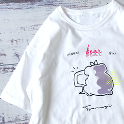 80's/indoor bear girl tee インドアなくまの女の子 ビッグシルエットTシャツ ホワイト 1枚目の画像