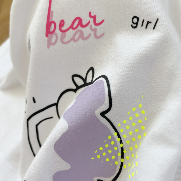 80's/indoor bear girl tee インドアなくまの女の子 ビッグシルエットTシャツ ホワイト 2枚目の画像