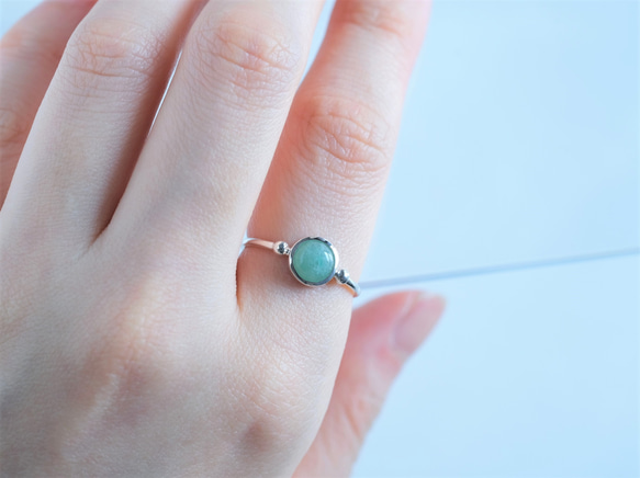 green aventurine _Halda áfram ring　グリーンアベンチュリン　天然石シルバーリング　 4枚目の画像