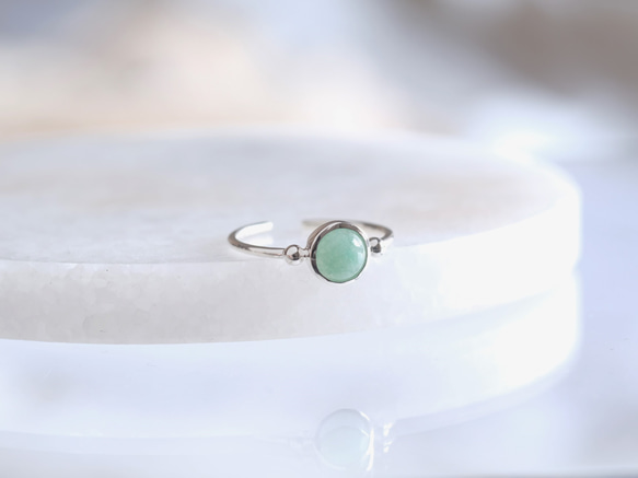 green aventurine _Halda áfram ring　グリーンアベンチュリン　天然石シルバーリング　 5枚目の画像