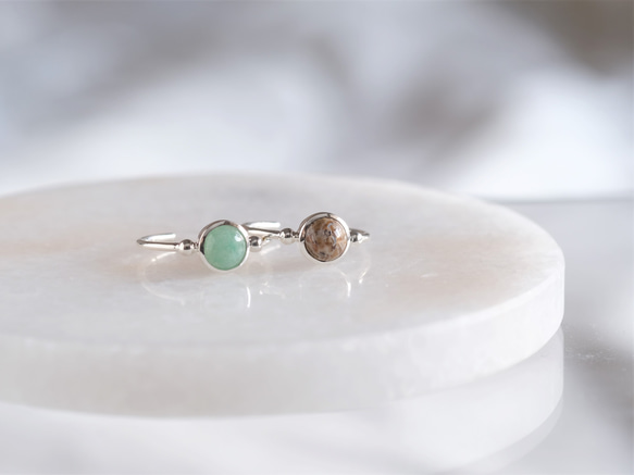 green aventurine _Halda áfram ring　グリーンアベンチュリン　天然石シルバーリング　 3枚目の画像