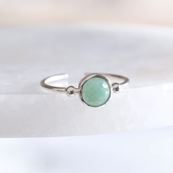 green aventurine _Halda áfram ring　グリーンアベンチュリン　天然石シルバーリング　 1枚目の画像