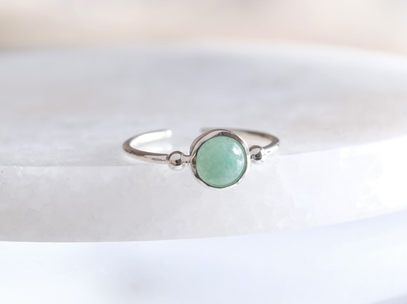 green aventurine _Halda áfram ring　グリーンアベンチュリン　天然石シルバーリング　 1枚目の画像