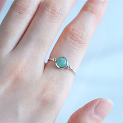 green aventurine _Halda áfram ring　グリーンアベンチュリン　天然石シルバーリング　 2枚目の画像