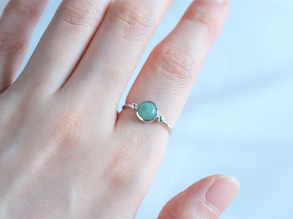 green aventurine _Halda áfram ring　グリーンアベンチュリン　天然石シルバーリング　 2枚目の画像