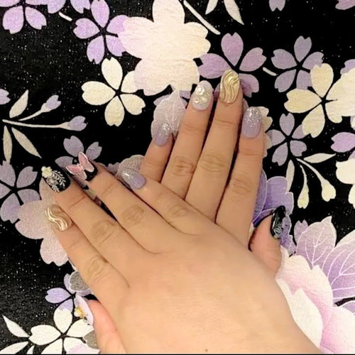 91 ネイルチップ 振袖ネイル 和装ネイル 前撮りネイル 藤色 91 ネイルチップ 振袖ネイル 和装ネイル 前撮りネイル 藤色