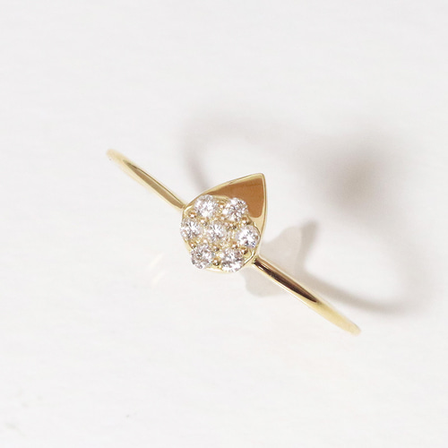 k18 しずく 0.08ct 天然ダイヤモンド リング 指輪 雫 涙 ティア