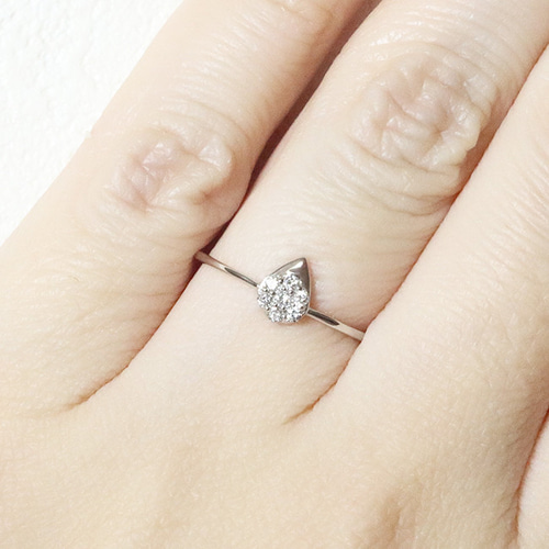 k18 しずく 0.08ct 天然ダイヤモンド リング 指輪 雫 涙 ティア  