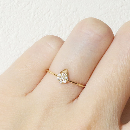 k18 しずく 0.08ct 天然ダイヤモンド リング 指輪 雫 涙 ティア  