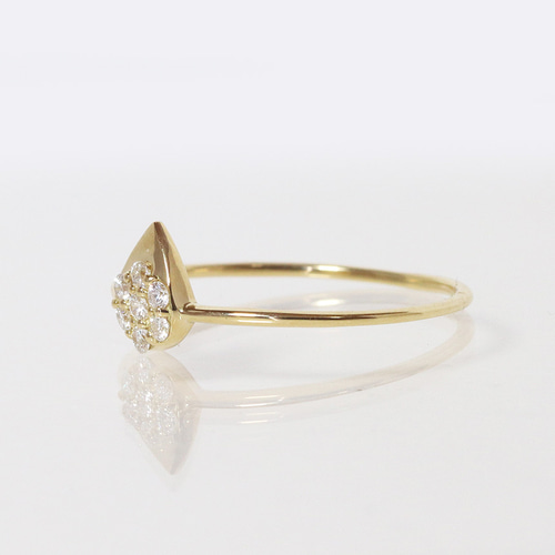 k18 しずく 0.08ct 天然ダイヤモンド リング 指輪 雫 涙 ティア