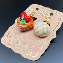 《受注生産》ベリーデニッシュとメロンパンイヤリング　フェイクスイーツ 12枚目の画像