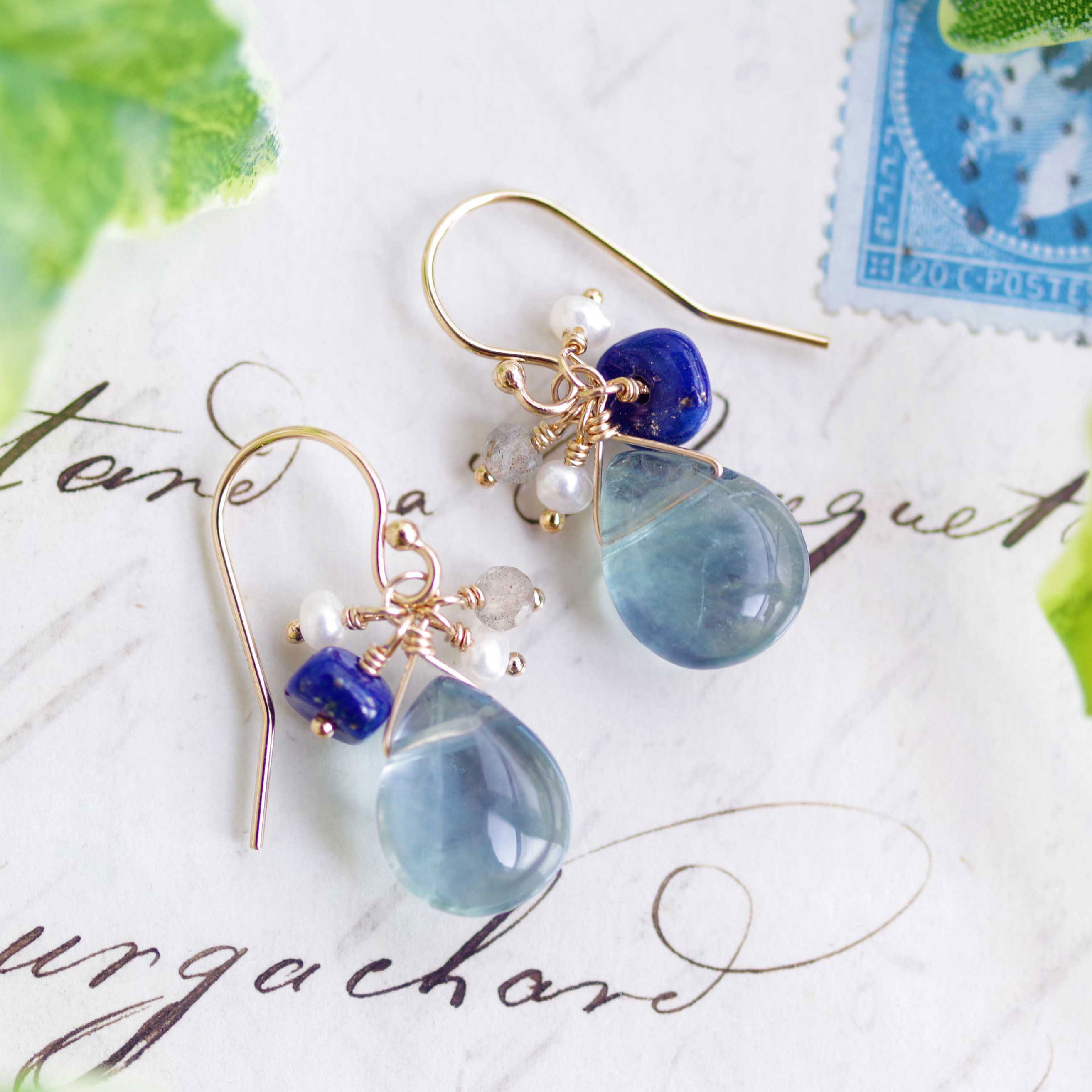 dino13 様専用♦︎14kgfレインボーフローライト/イヤリング