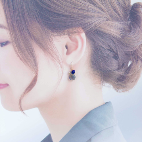 K14GF【blue pond】青池・ピアス／イヤリング／ノンホールピアス