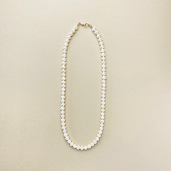 14KGF／7mm 縞入り 淡水 パール 真珠 セミ ロング ネックレス 50cm〜 3枚目の画像