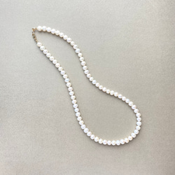 14KGF／7mm 縞入り 淡水 パール 真珠 セミ ロング ネックレス 50cm〜 1枚目の画像