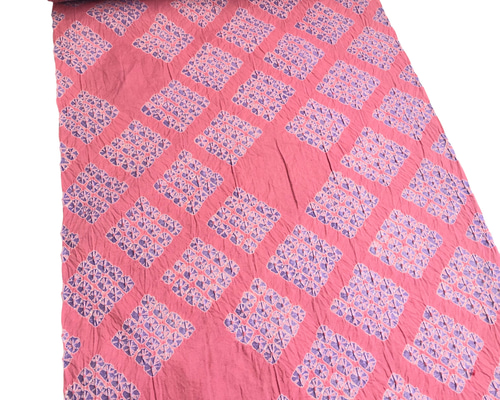 有松絞り　反物　レア色　ピンク 有松絞り 反物 レア色 ピンク