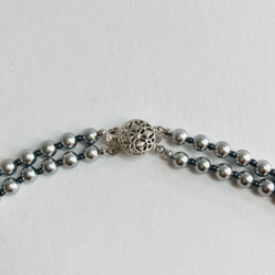 貝ベビーパールとビーズの2連ネックレス/5mm約43/50cm/シルバーグレー/R/japan製 5枚目の画像