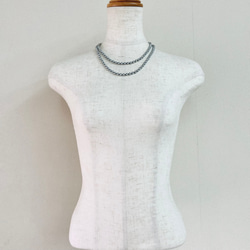 貝ベビーパールとビーズの2連ネックレス/5mm約43/50cm/シルバーグレー/R/japan製 6枚目の画像