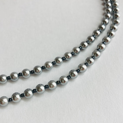 貝ベビーパールとビーズの2連ネックレス/5mm約43/50cm/シルバーグレー/R/japan製 3枚目の画像