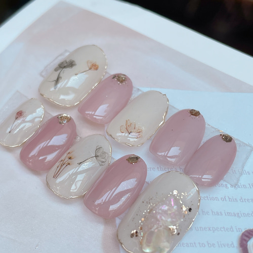 くすみフラワー 上品ネイル ネイルチップ（つけ爪） Nene 通販