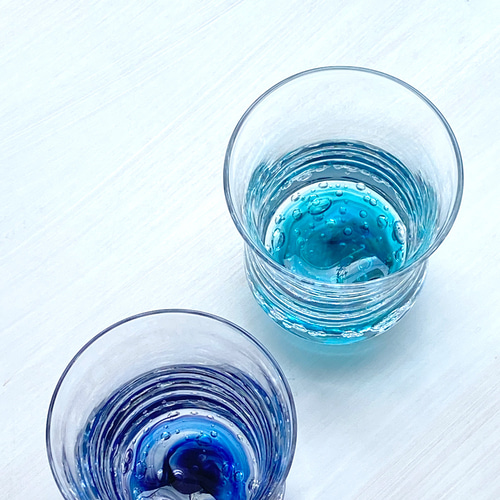 みず泡グラス 南の海の色 家飲み・さわやかブルー♪ グラス なかむら