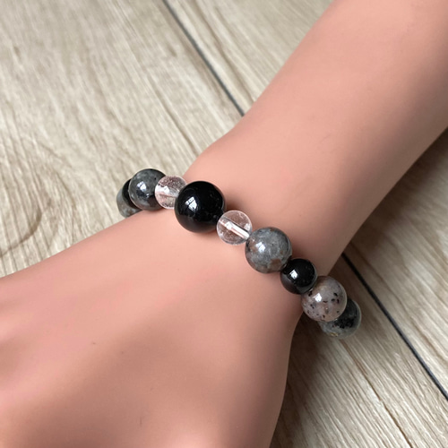 最強のお守り/ユーパーライト・モリオン/天然石・パワーストーンブレスレット 神秘の輝きで空気を整える/ユーパーライト・モリオン・他/パワー