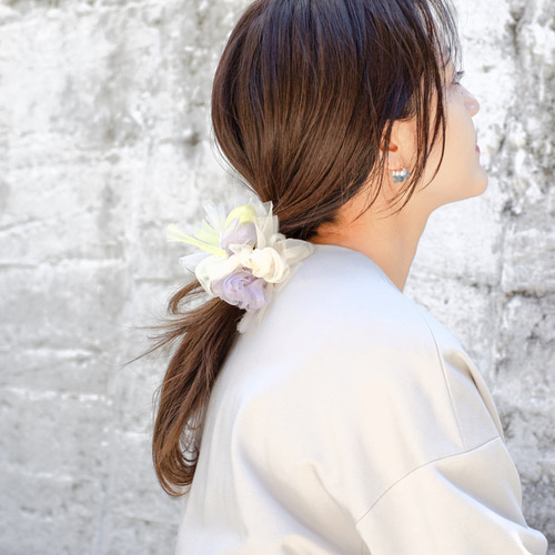 ☆*:.。. ヘアクリップ ♡ ミモザ .。.:*☆ 咲き編みバンスクリップ｜ミモザ ヘアクリップ・バナナクリップ chiko