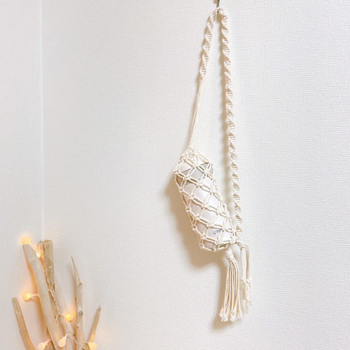 new マクラメボトルホルダー ボトルバッグ ペットボトル入れ  