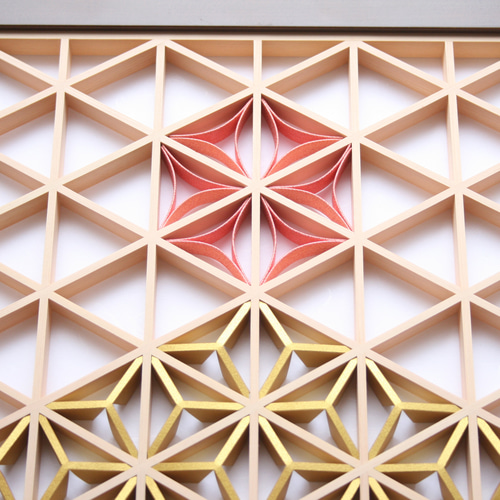 163 麻の葉組子 3枚一組 木製額縁 【公式通販】