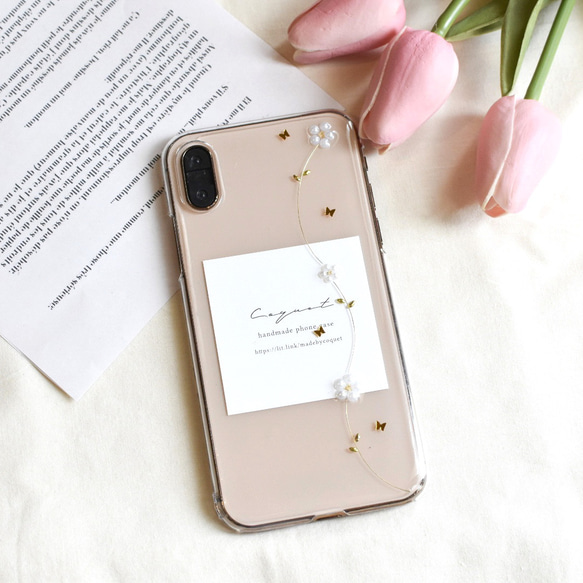 wire flower×butterfly iPhone Android Xperia スマホケース
