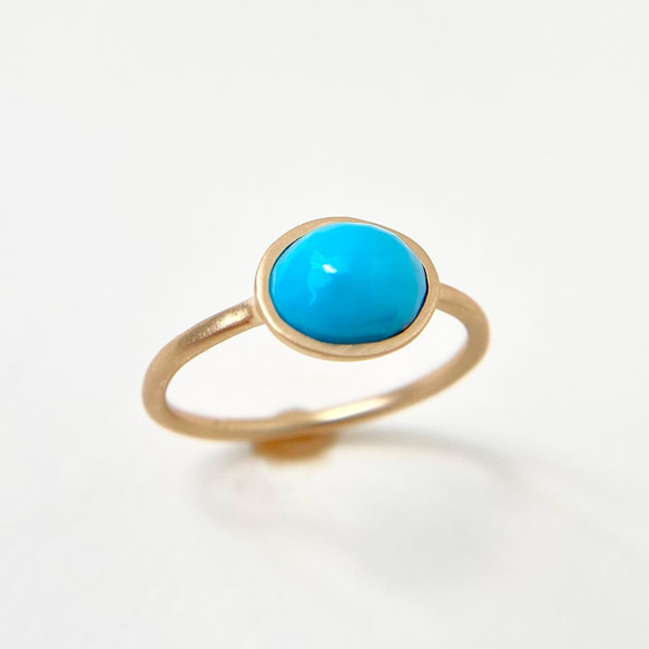 天然トルコ石リング 14号 スリーピングビューティー産原石から