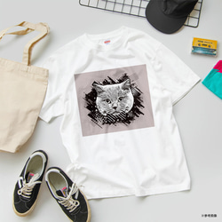 ブリティッシュショートヘア猫のアートTシャツ 12色 XS〜3XLサイズ 選べる生地・ビッグシルエット（グランジ） 5枚目の画像