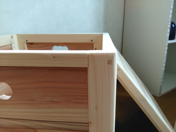 【ちょちょじ様専用持ち手無し】木製キューブBOX【45×35×37cm】フリー収納ボックス、スツール使用可能 9枚目の画像