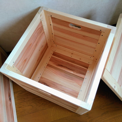 【ちょちょじ様専用持ち手無し】木製キューブBOX【45×35×37cm】フリー収納ボックス、スツール使用可能 6枚目の画像