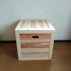 【ちょちょじ様専用持ち手無し】木製キューブBOX【45×35×37cm】フリー収納ボックス、スツール使用可能 3枚目の画像