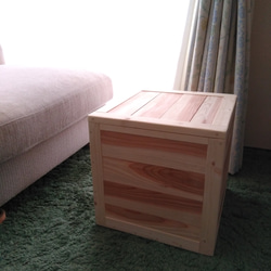 【ちょちょじ様専用持ち手無し】木製キューブBOX【45×35×37cm】フリー収納ボックス、スツール使用可能 2枚目の画像