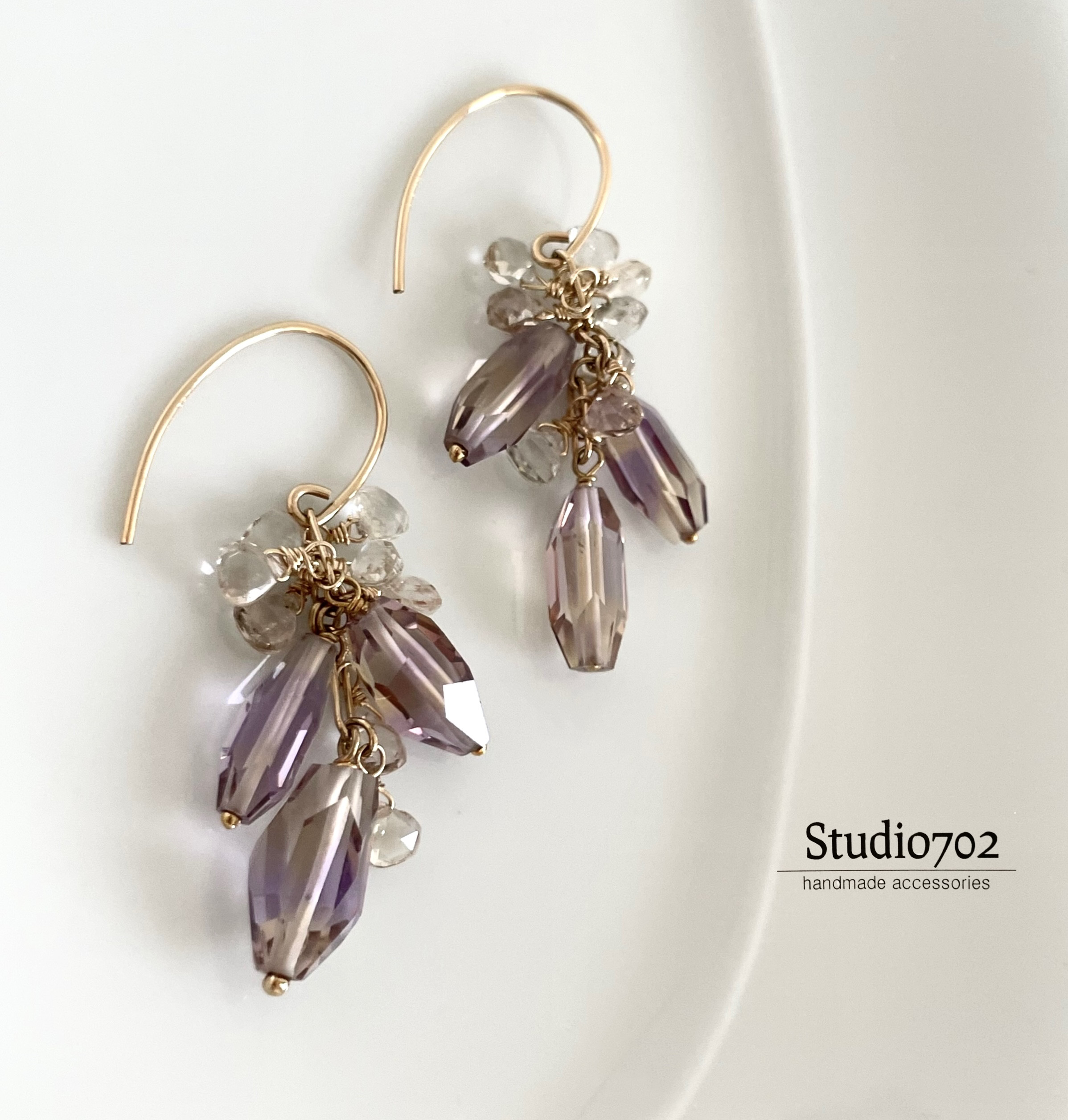 14kgfアメトリン・インペリアルトパーズフリンジピアス