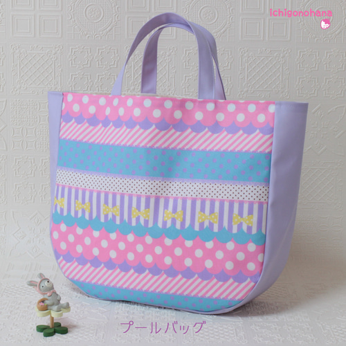 ハンドメイド♡ビニールフリフリリボン パープル×ブラック⑥