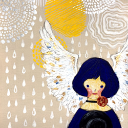 【SOLD】童話絵画「雨とショパン」（原画/ストーリー付き） 1枚目の画像