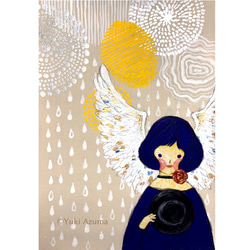 【SOLD】童話絵画「雨とショパン」（原画/ストーリー付き） 3枚目の画像