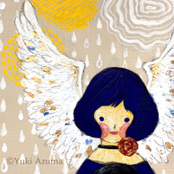 【SOLD】童話絵画「雨とショパン」（原画/ストーリー付き） 2枚目の画像