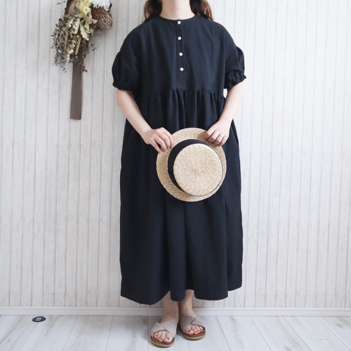 受注製作】パンドミワンピース (ブラック・半袖)｜低身長さんのための  