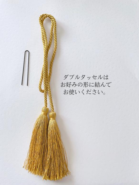 つまみ細工　髪飾り＊gold&White小枝アクセサリー＊成人式　結婚式　卒業式　着物　ヘッドドレス 10枚目の画像